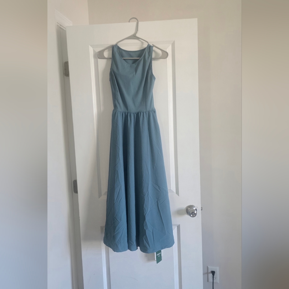 HALARA Blue Sleeveless Midi Dress